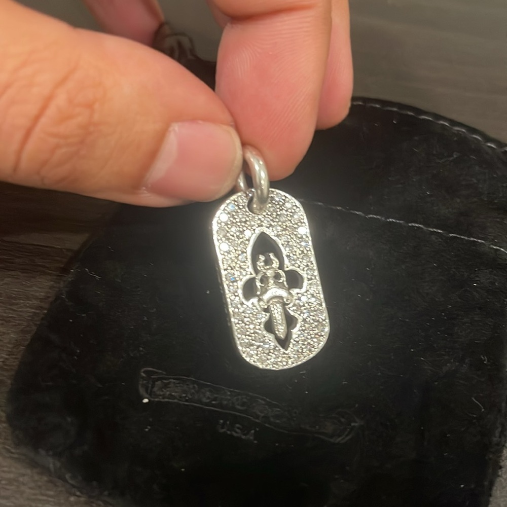 Chrome Hearts Diamond Dog Tag Pendant